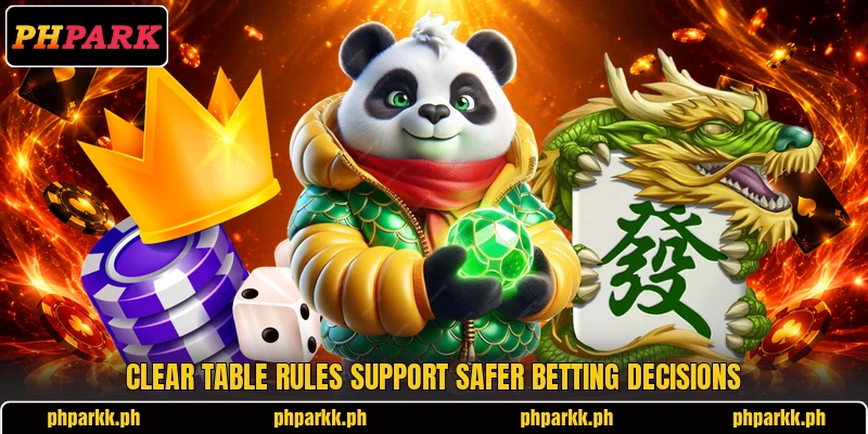 Clear table rules support safer betting decisions