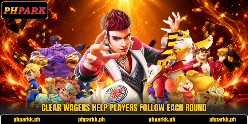 Clear wagers help players follow each round Clear wagers help players follow each round