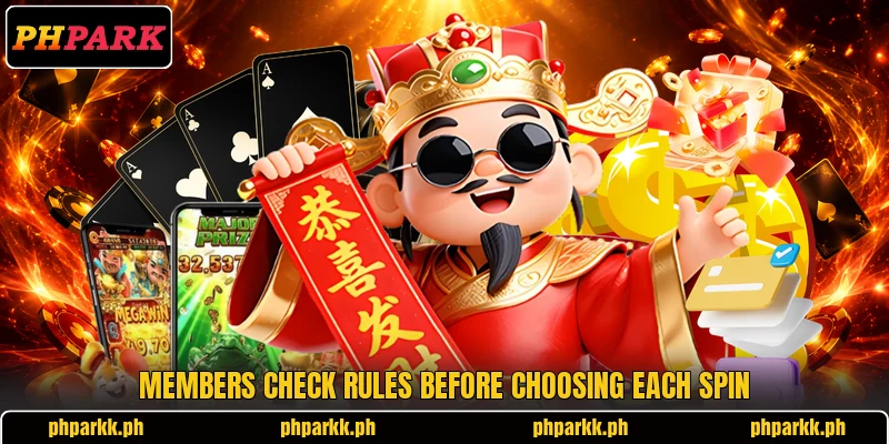 Members check rules before choosing each spin