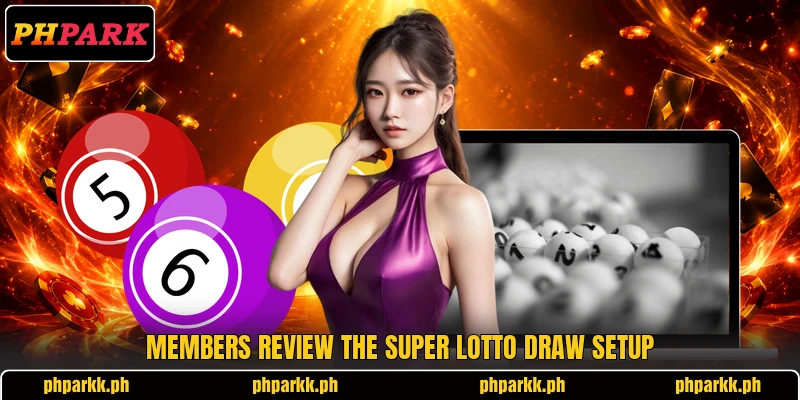 Members review the Super Lotto draw setup