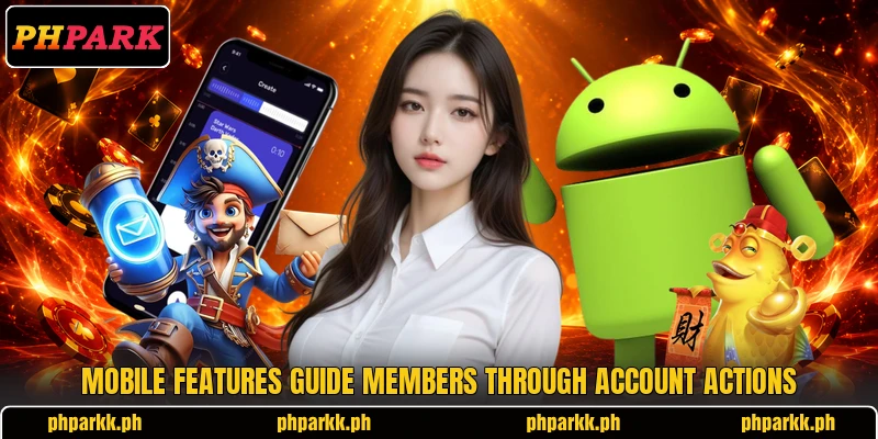 Mobile features guide members through account actions