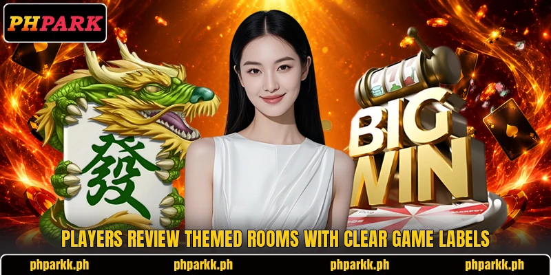 Players review themed rooms with clear game labels
